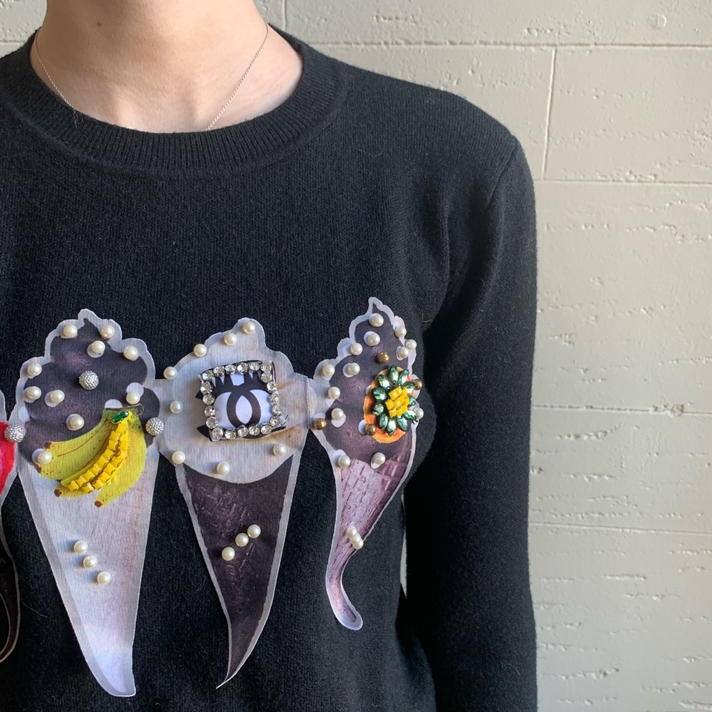 Ice cream Cone Bejeweled Sweater sz Small - Picture 3 of 5